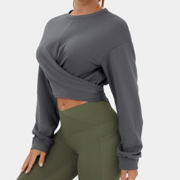 Halara Cropped Sweatshirt Dropped Shoulder Medium - Picture 3 of 7